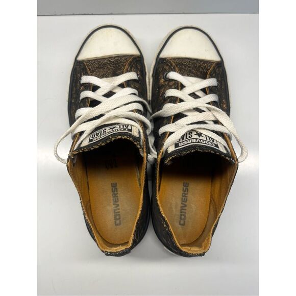 Converse Star Juniors Kids Sz 3 Low Shimmer Leopard Cheetah Animal Print 640469F - Picture 8 of 10